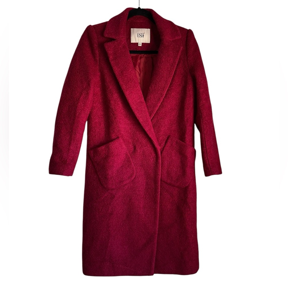 OSA SIZE S‎ BURGUNDY COAT WOOL BLEND MIDI LENGTH